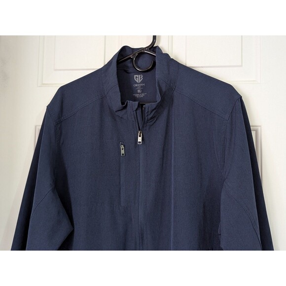 Graham Luxe Jacket Mens XL Navy Golf Windbreaker Lightweight Pockets - Picture 2 of 14